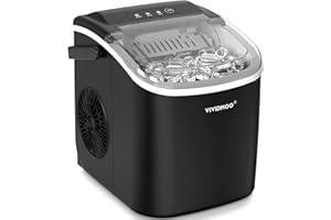 VIVIDMOO Countertop Ice Maker with Handle,26lbs/24H Bullet Ice Machine, 9 Ice Cubes Ready in 6 Mins,Self-Cleaning Sonic Ice Maker for Home/Office/Kitchen/RV/Party