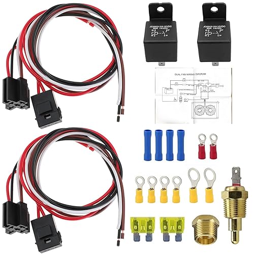 Ronybuy Dual Electric Fan Relay Kit 40 AMP Automotive Relay Thermostat