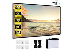 Foldable 60-inch Projector Screen, XINLEMY 4K 16:9 HD Portable Projection Movie Screen Double-Sided Cinema Screen for Home Theater Backyard Indoor and Outdoor