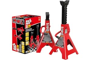 BIG RED 3 Ton (6,600 LBs) Jack Stands, with Adjustable Lock Car Jack Stand, Fit for Vehicle, Red, 2 Pack