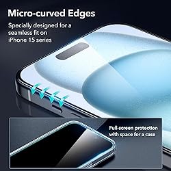 ESR 3+2 Pack for iPhone 15 Plus Screen Protector, 3