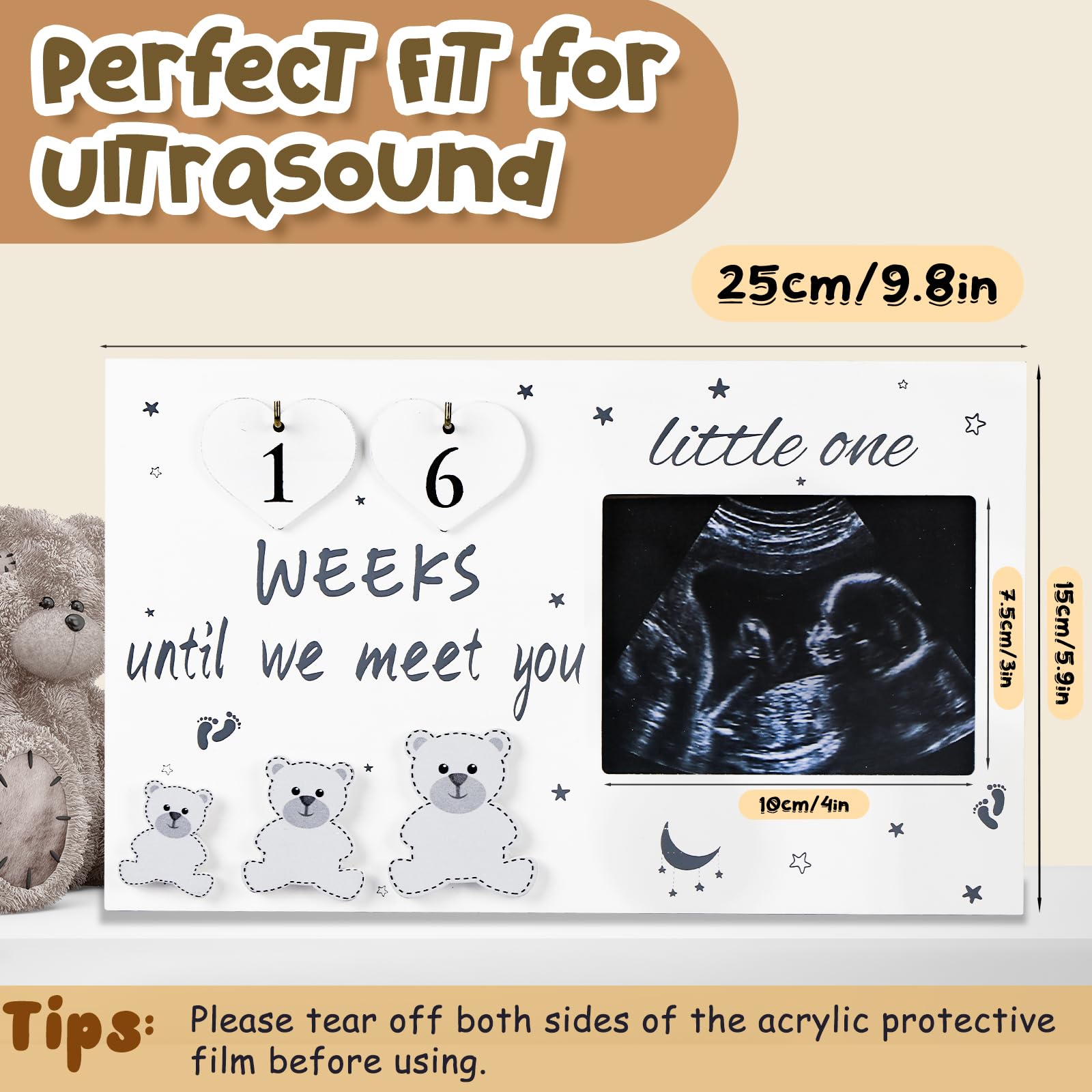 OurWarm Ultrasound Picture Frames, Sonogram Picture Frame with Baby Countdown Weeks, Ultrasound Frame for Baby Announcement Sign, Expecting Mom Parents to be Unique Gifts for Pregnant Women