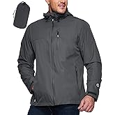 Outdoor Ventures Men's Packable Rain Jacket Waterproof Lightweight Raincoat with Hood Windproof Cycling Jackets