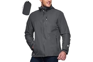 Outdoor Ventures Men's Packable Rain Jacket Waterproof Lightweight Raincoat with Hood Windproof Cycling Jackets