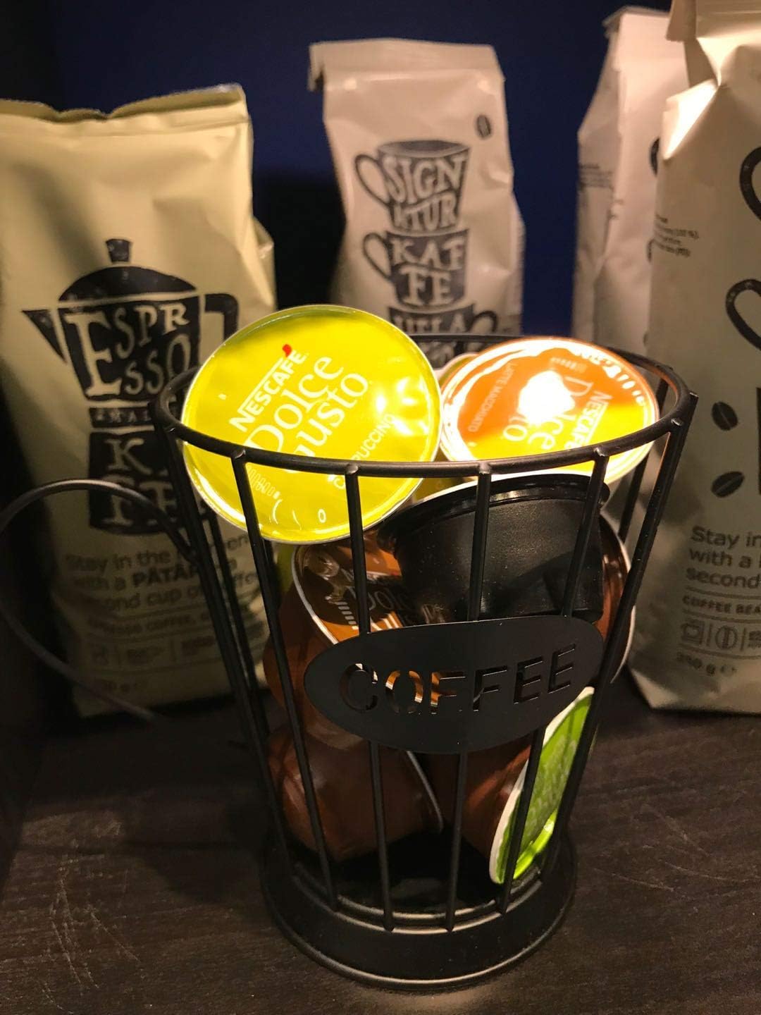 5.5" Coffee Pods Holder Storage Basket Espresso Coffee Pods Keeper Kitchen Counter Storage Holders for Capsules: Kitchen & Dining