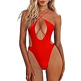 HYPERFIRE Women's Sexy Criss Cross Halter Bathing Suit Cut Out Backless Monokini Swimsuits One Piece