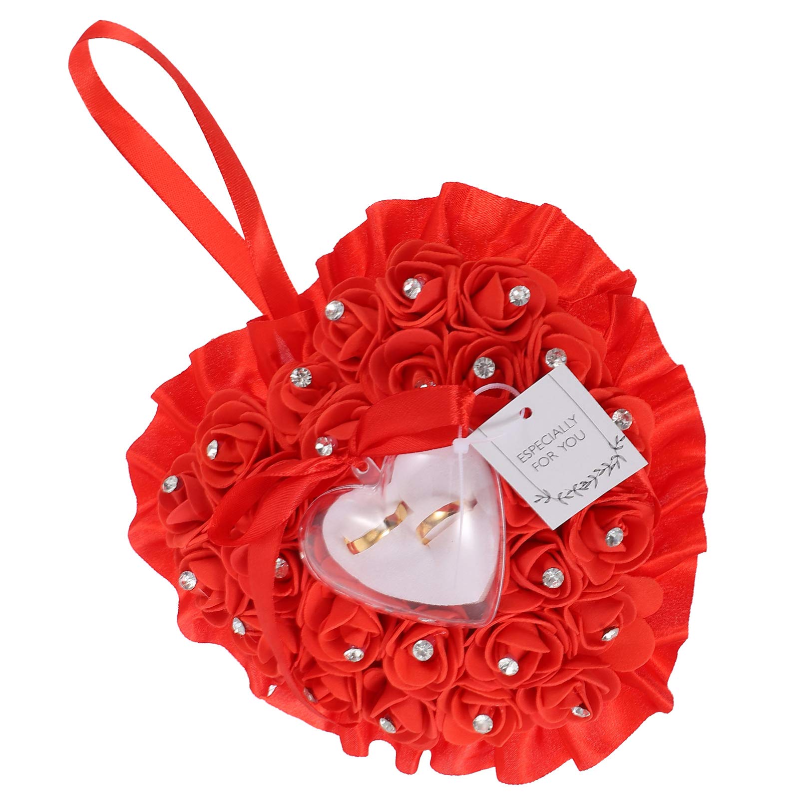 Wedding Ring Pillow Heart Shape Wedding Ring Pillow Ring Box Cushion Rose Cushion Ring Box Wedding Favors Red