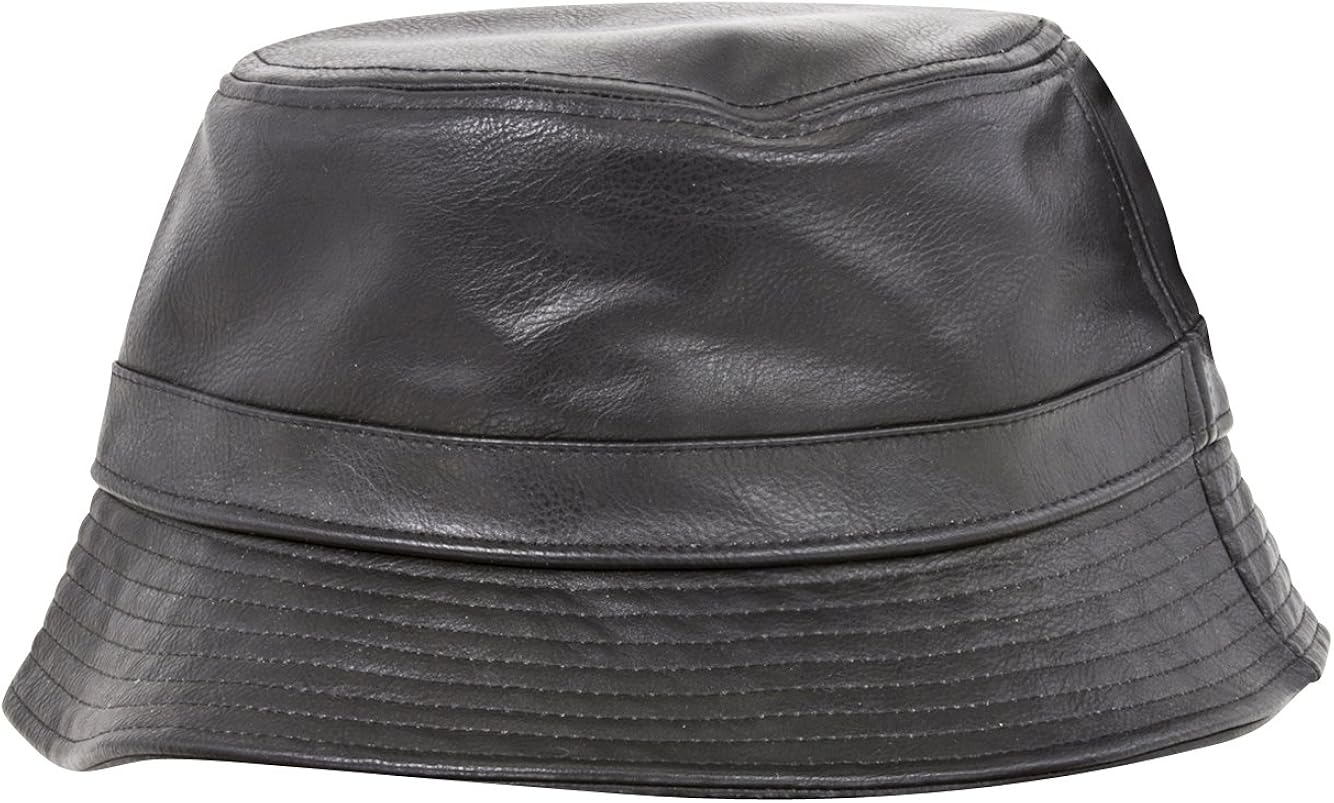 TOP HEADWEAR PU Leather Bucket Hat Black Amazon.co.uk Clothing