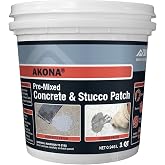 Akona Pre-Mixed Concrete and Stucco Patch, 1 Quart | Stucco Patch, Exterior, Interior, Pre-Mixed, Patching Material Kit, Great for Repairs, Ready to Use, Gray