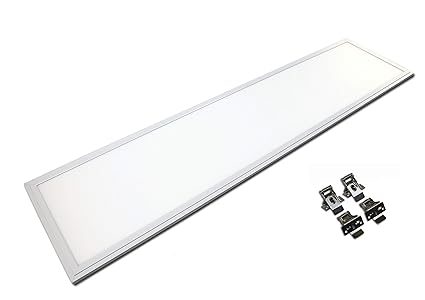 TXL© LED Panel 120x30cm 40 Watt wasserdicht IP65 silberoxid auch für Außenbereich (Neutralweiß 4000K, Mit Federclips)