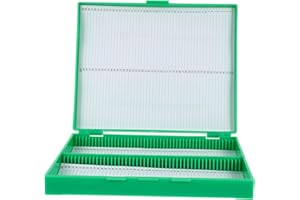 CATIEBYE 100pieces Prepared Microscope Slide Storage Box Green Plastic Holder for Slides Organized and Neat