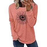 onlypuff Long Sleeve Tunic Top for Women Loose Fitting Round Neck