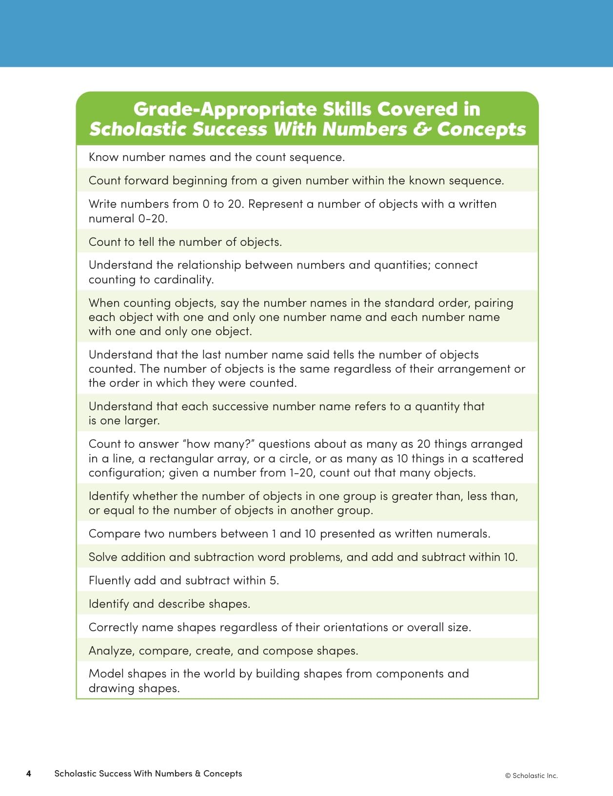 Scholastic Success with Numbers & Concepts Workbook (Scholastic Success; Grades Prek-k)