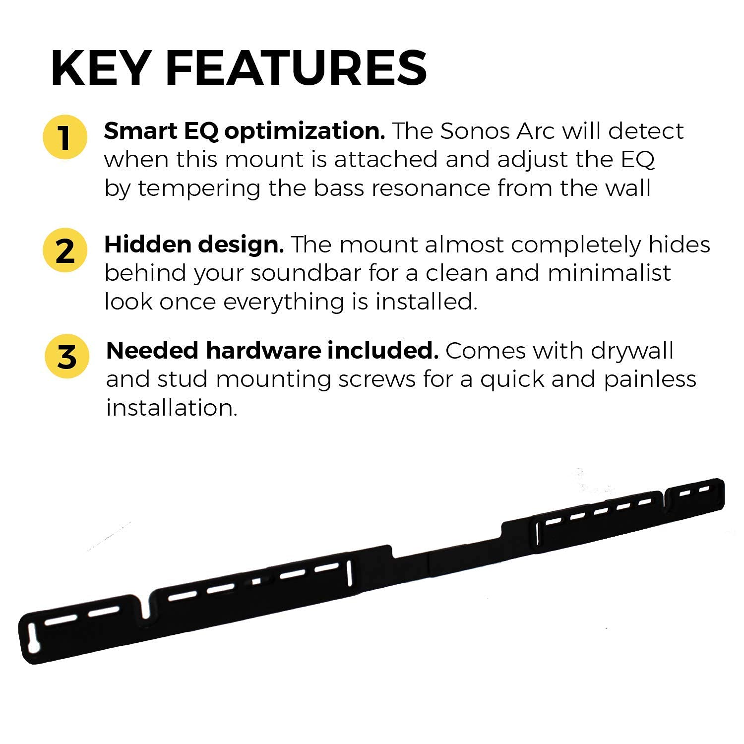 HumanCentric Wall Mount Compatible with Sonos Arc and Sonos Arc Ultra Sound Bar Only (Black), Mount on Wall Under TV, Floating Style, Hidden Design, Hardware Included
