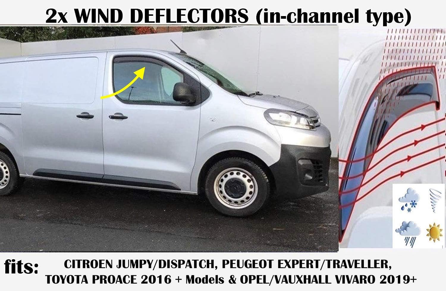 Set Of 2 Wind Deflectors For CITROEN DISPATCH/JUMPY, PEUGEOT EXPERT/TRAVELLER - Image 3