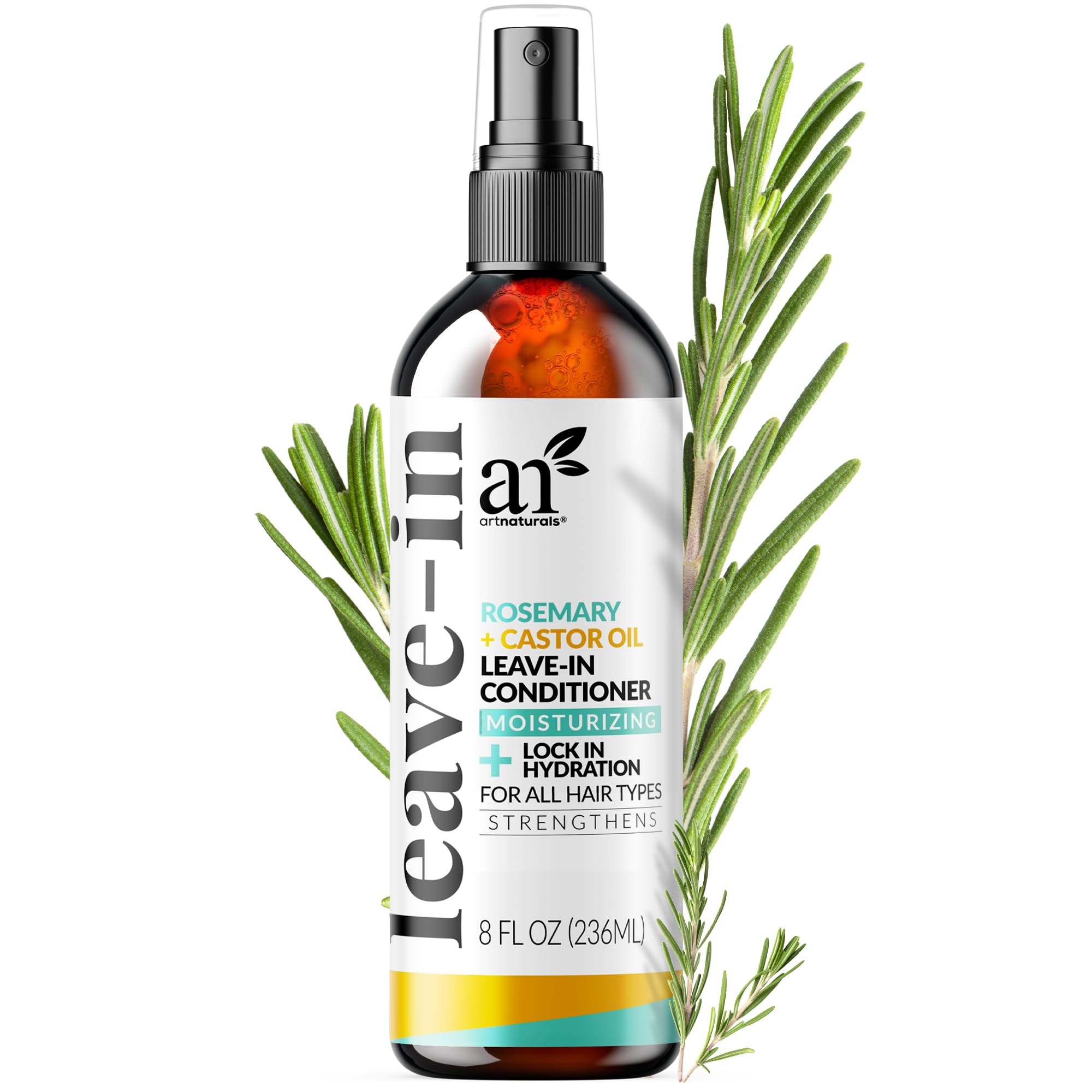 Artnaturals Rosemary & Castor Oil Leave-In Conditioner - (8 Fl Oz / 236ml) - Made with Organic and Natural Ingredients - for All Hair Types – Treatment for Damaged, Dry, Color Treated and Hair Loss