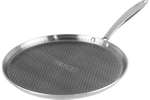 Vinod SAS Pro Platinum Triply Stainless Steel Dosa Tawa - 28 cm | 4.0 mm Thick | Hexa Design | Metal Spoon Friendly | Riveted