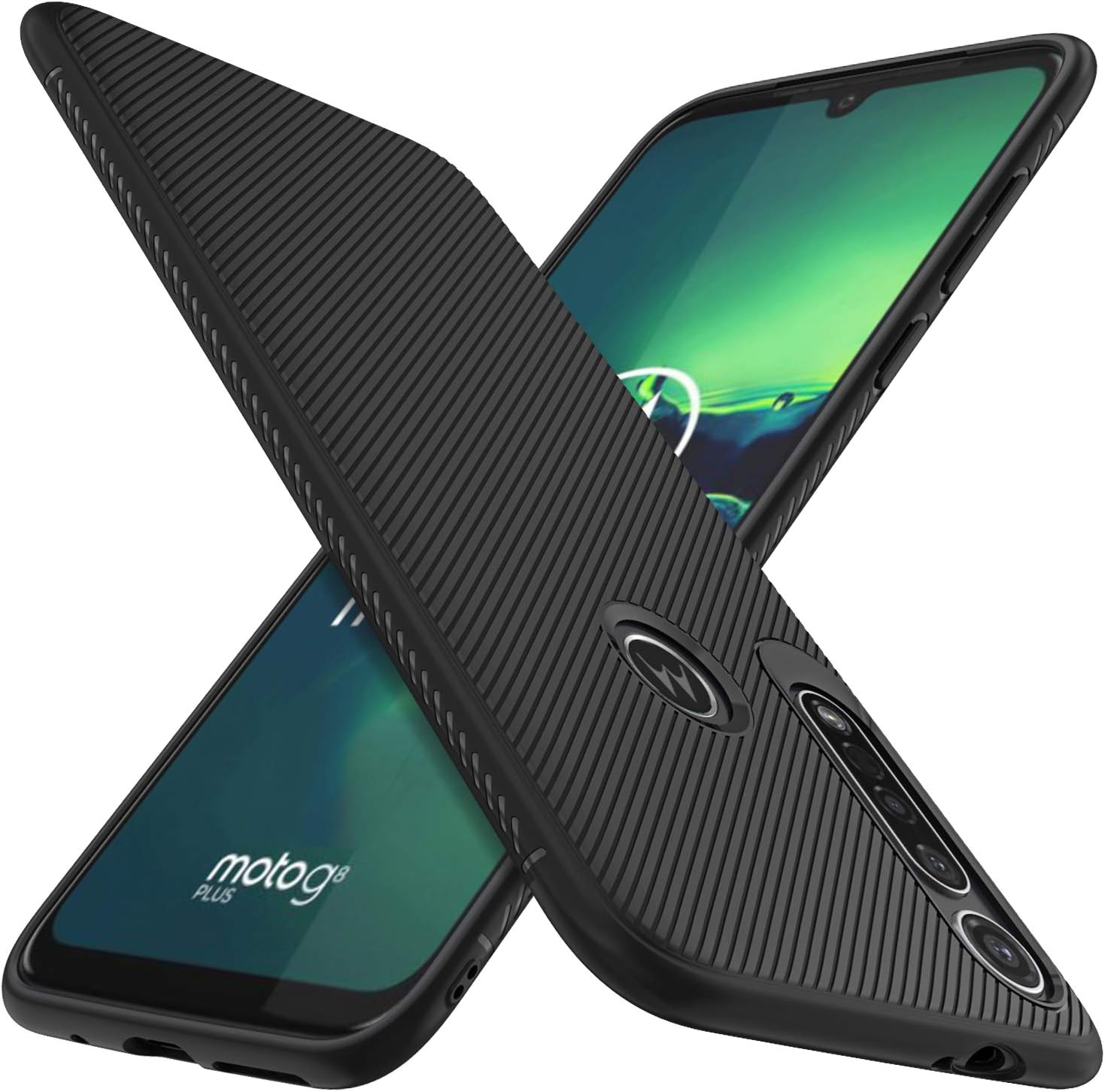 Gesma for Moto G8 Plus Case, Scratch Resistant & Anti Slip Grippy Soft TPU Case for Moto G8 Plus Phone (Black)