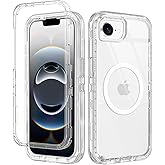 I-HONVA for iPhone 16e Case 2025 Clear [Non Yellowing] [Compatible with MagSafe] Shockproof 3-Layer Full Body Protection Rugged Heavy Duty Cover Case for Apple iPhone 16e 6.1",Clear