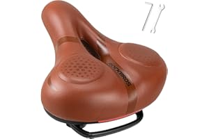 ROCKBROS Comfort Bike Seat Cushion Gel, Wide & Breathable, Waterproof Padded Saddle for Men and Women, Fits Exercise, Station