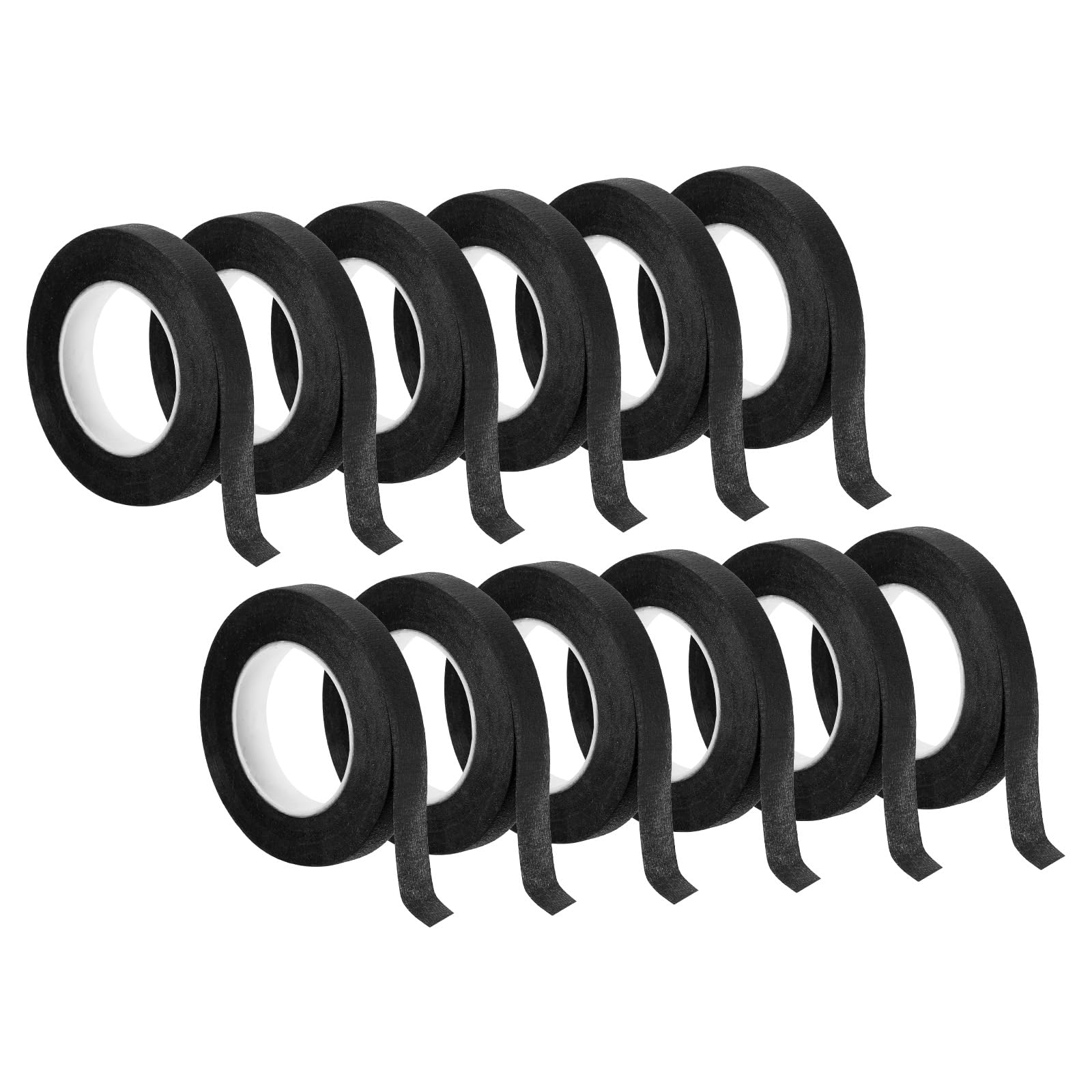 PATIKIL 30 Yard Floral Tapes, 12 Roll Florist Tape Crepe Paper Flowers Bouquets Tapes Waterproof for Bouquet Stem Wrapping, Black (27 Meters)