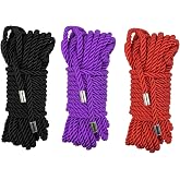 Coldairsoap Soft Silk Rope, 8MM, 32 Feet for Each, 3-Pack(Black+Purpel+Red)
