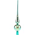 Clever Creations Christmas 11 Inch Ariadne Tree Topper Shiny Crystal Decoration, Glitter Treetop Holiday Home Décor, Teal