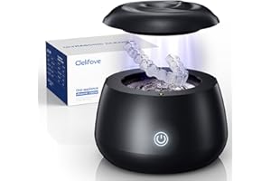 CLELIFOVE Ultrasonic Retainer Cleaner Machine 48kHz Denture and Aligner Cleaning Pod for Mouth Guards Night Guards Dental Trays Braces Toothbrushes Jewelry with 200ML Capacity (Black)