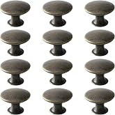 Mokife Antique Cupboard Door Knobs Bronze, 12 Pack Round Metal Wardrobe Handles Kitchen Cabinet Pulls with Screws for Chest of Drawers Furniture Dresser Door, 30x21mm