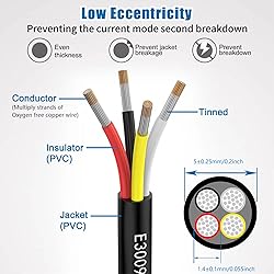Matugajp 24awg 0.2mm² Electrical Wire 4 Core
