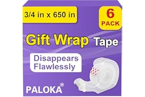 PALOKA Clear Tape, Holiday Supplies and Gift Wrap Tape, Great for Wrapping Paper, Christmas Crafts, Glossy Finish,3/4 in x 650 in, Dispensered, 6 Packs