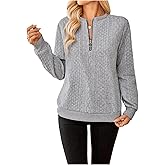GORGLITTER Women's Textured Half Zip Pullover Tops Casual Long Sleeve Crewneck Sweatshirts 2025 Fall Fashion Outfits Clothes