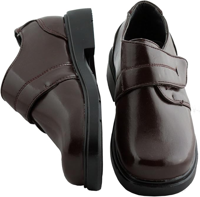 LUNA Boys Brown Velcro Dress Shoes Clothing