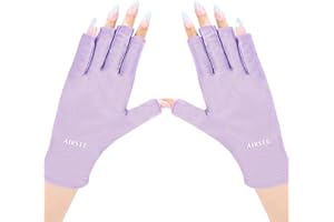 AIRSEE UV Gloves for Nail Lamp,Professional UPF50+ UV Protection Gloves for Manicures Nail Art,Fingerless Gloves That Shield 