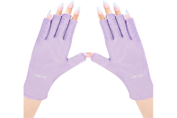 AIRSEE UV Gloves for Nail Lamp,Professional UPF50+ UV Protection Gloves for Manicures Nail Art,Fingerless Gloves That Shield
