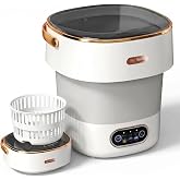 Portable Foldable Washing Machine -16l Mini Washer | 3 Cleaning Modes with Drain Basket, for Travel Camping Dorms RV Apartments, Underwear Socks Delicates (grayish white)