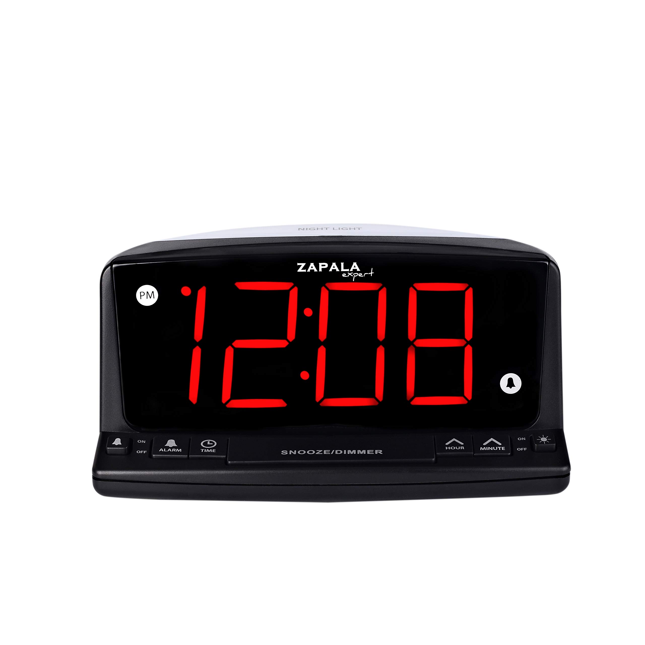 ZAPALA expert Jumbo LED Digital Alarm Clock – Simple Operation - Easy to See Large Numbers, Built in Night Light, Loud Beep Alarm with Snooze, Bright Big Red Digit Display, Dimmer Control