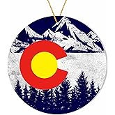 Colorado Flag Mountain Flags Christmas Ornament,Colorado C Flags Ornament Vintage Mountain Double Sided Acrylic Home Decor