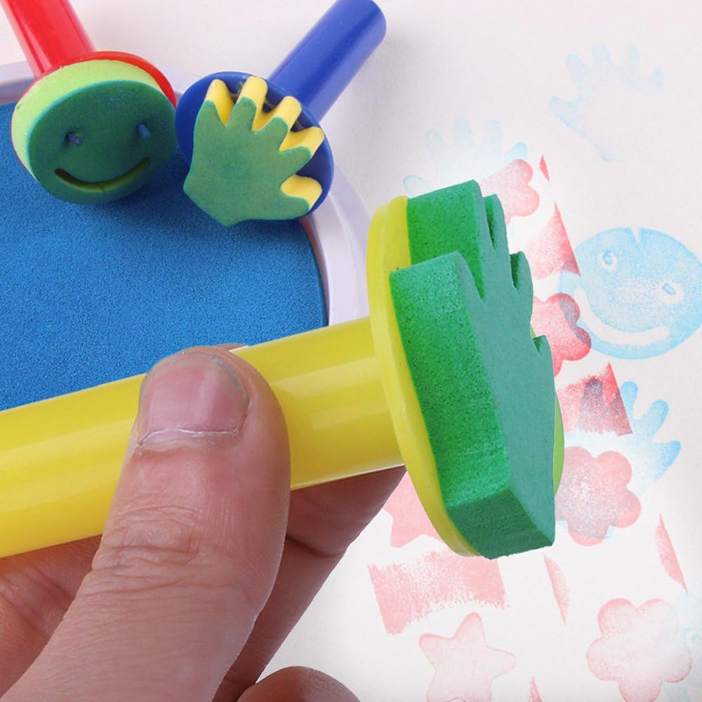 Kuqqi 12pcs Assorted EVA Sponge Painting Stamper Foam Sponge Brush Painting Tools for Painting Drawing Crafts and DIY