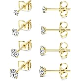 Staligue Titanium Stud Earrings for Sensitive Ears 2-5MM Cubic Zirconia Ball Dot Hypoallergenic Implant Grade Pure Titanium Earrings Studs for Women