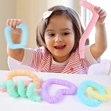 VEYLIN 12PCS Pop Tubes Fidget Toys Colorful Mini Sensory Tubes for Kids view 3