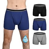 TIICHOO Washable Incontinence Underwear for Men Cotton Boxer Briefs 100ml Absorbency Mens Leakproof Underwear