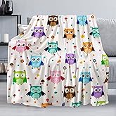 Owl Blanket, Soft Warm Fuzzy Fleece Plush Blanket 60''x50'', Smooth Cozy Flannel Throw Blanket for Bed/Couch/Office/Camping