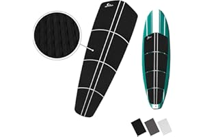 Own the Wave 12 Piece Premium EVA Foam Surfboard Traction Pad Non-Slip Trimmable Deck Sheet 3M Adhesive for Longboard SUP Paddleboard Surfboard White, Black, Grey
