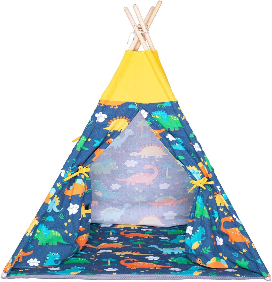 Extec Teepee Play Tent for Kids Dinosaur Playhouse Indian Tent With Carry Bag 100% Cotton Canvas 160cm tall