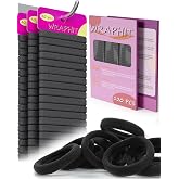 120PCS Hair Ties No Damage Snag Free for Thick Hair | soft,ouchless,seamless,thick,strong hold,no-slip grip,elastics ponytail holders for women Girls（Black）