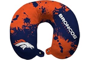 Pegasus Home Fashions Denver Broncos Splatter Polyester Snap Closure Travel Pillow - Blue