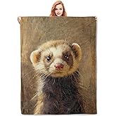 VANZEV Cute Ferret Blanket,Anime Flannel Throw Blankets,Soft Warm Lightweight Cozy Plush Throws for Bedroom Sofa Home Decor Gifts for Pet Lovers Kids Boys Girls 50"x60"