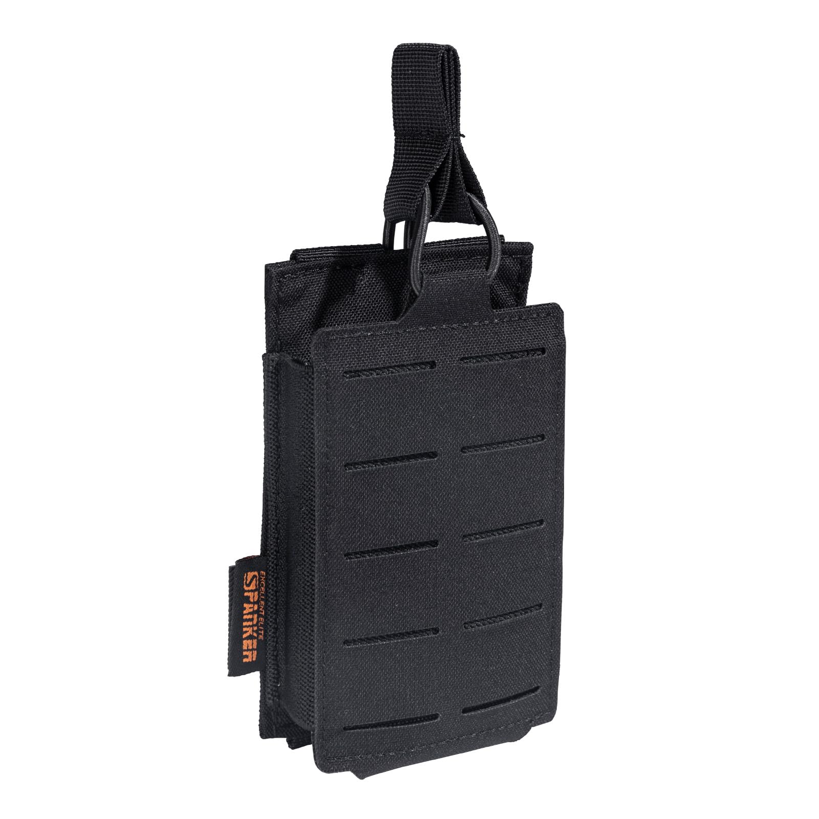 EXCELLENT ELITE SPANKER Nylon Single/Double/Triple Magazine Pouch Holder Carrier,Molle Mag Pouch for M4/M16/AR/AK Rifle Magazines…（Single,BLK)