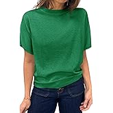 Saodimallsu Women's Short Sleeve Crew Neck Knit Pullover Sweater
